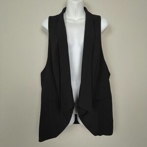 Bisou Bisou XL Black Long‎ Vest Eye Hook Closure Layering 90s Minimalist
